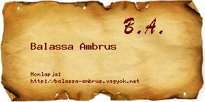 Balassa Ambrus névjegykártya